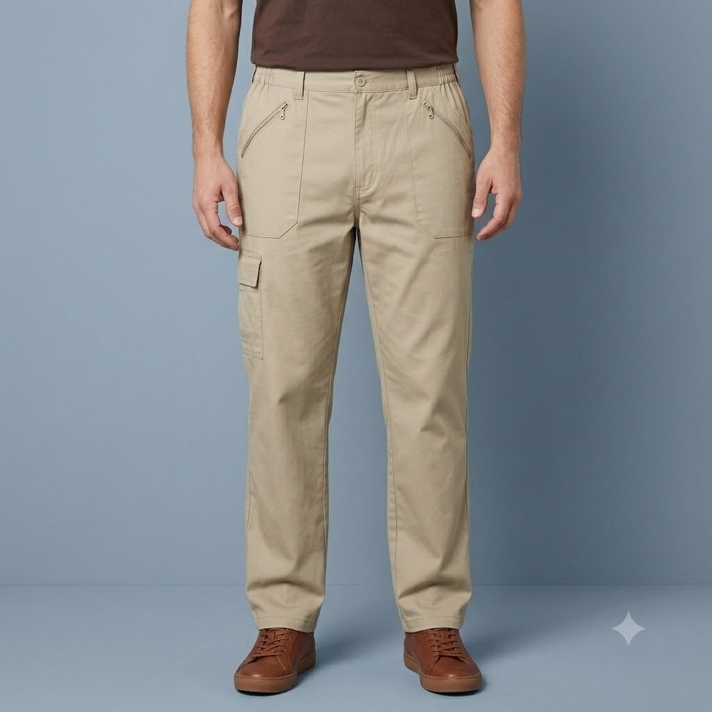 Cotton Traders Cargo Pants Mens 40 Khaki Cork Utility Zip Pockets Read